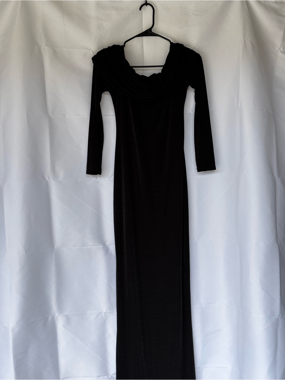 PrettyLittleThing Black Long Sleeve Cowl Neck Maxi Dress